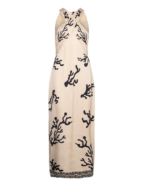 Malina Trisha Halterneck Satin Maxi Dress Malina Cream