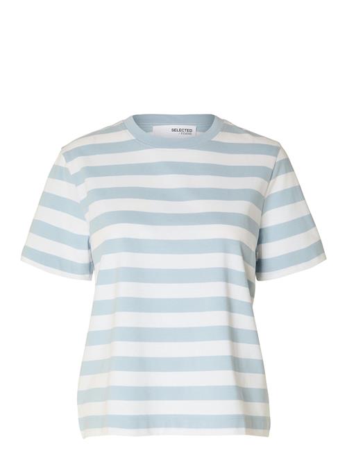 Slfessential Ss Striped Boxy Tee Noos Selected Femme Blue