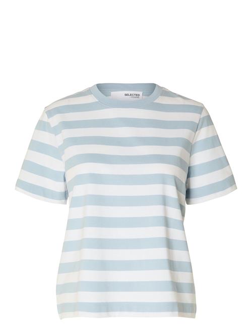 Slfessential Ss Striped Boxy Tee Selected Blue