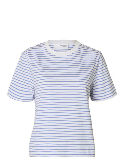 Slfessential Ss Striped Boxy Tee Selected Blue