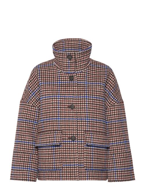 GANT Checked Cropped Wool Jacket GANT Brown