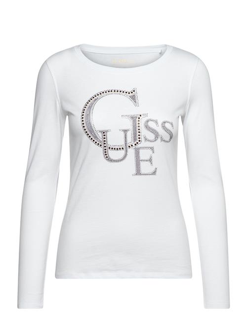 GUESS Jeans Ls Rn Guess Studded Logo Tee GUESS Jeans White