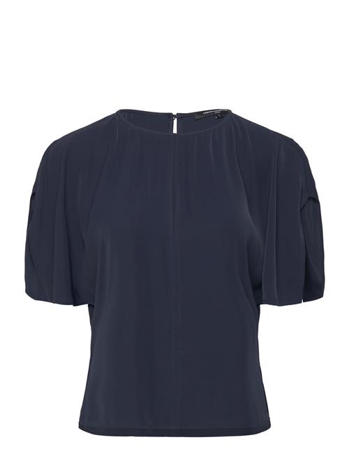 Carmen Crepe Flare Sleeve Top French Connection Navy