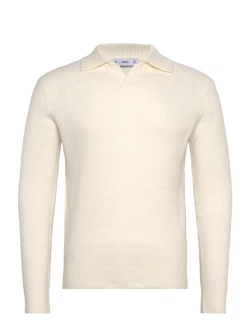 Mango Knitted Structured Check Polo Sweater Mango Cream