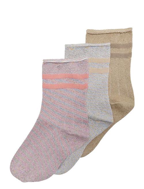 Kids Only Kogsille Stripe Glitter Socks 3-Pack Acc Kids Only Pink