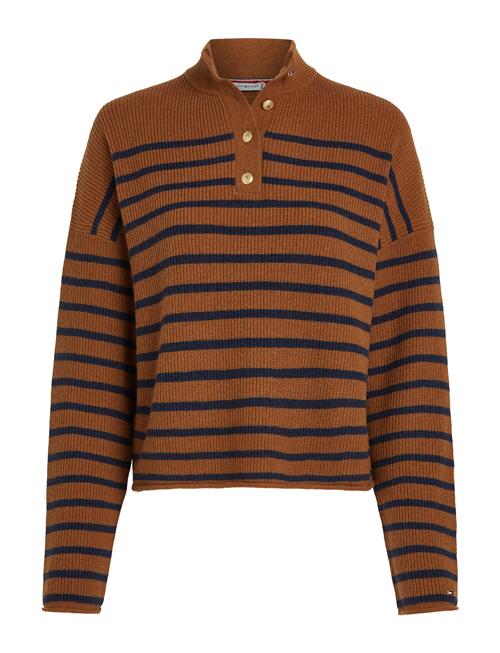 Gold Button Polo Ls Sweater Tommy Hilfiger Brown