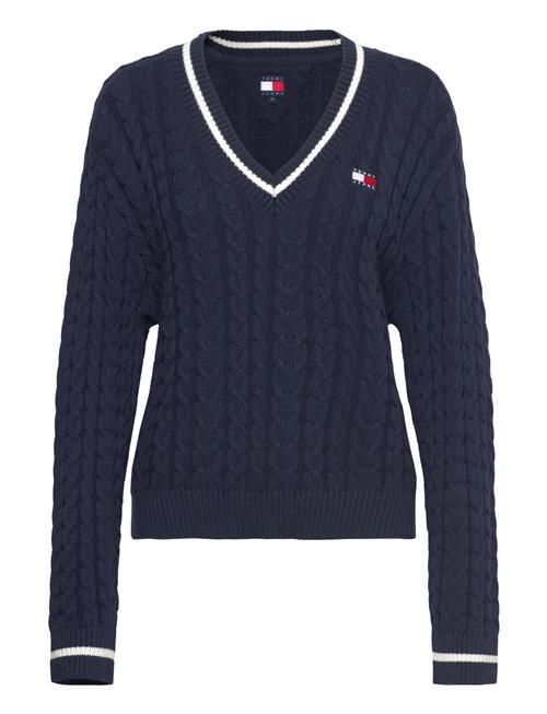 Tjw Badge Cable V-Neck Sweater Tommy Jeans Navy