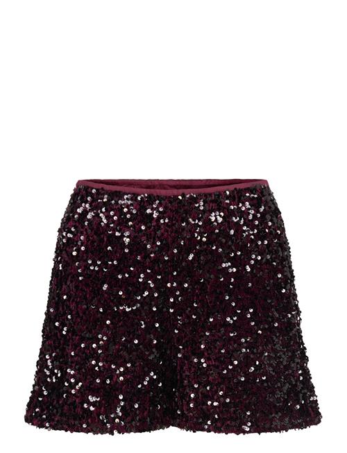 Mango Sequin Shorts Mango Burgundy