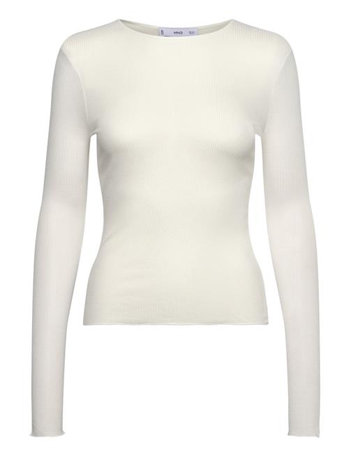 Mango Fine Ribbed Knit Top Mango White