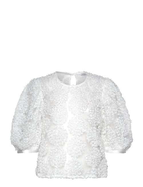 Nadja 3D Flower Puff Sleeve Blouse Bubbleroom White