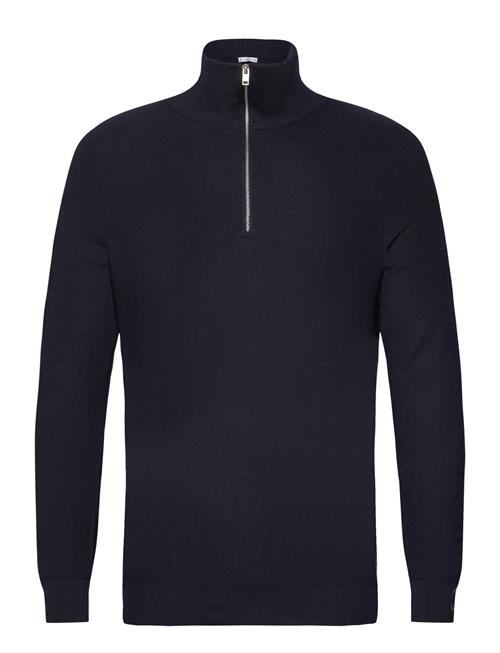 Mango Microstructure Sweater With Zipper Collar Mango Navy