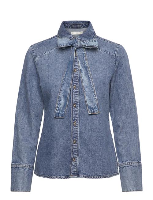 Denim Shirt With Bow Mango Blue