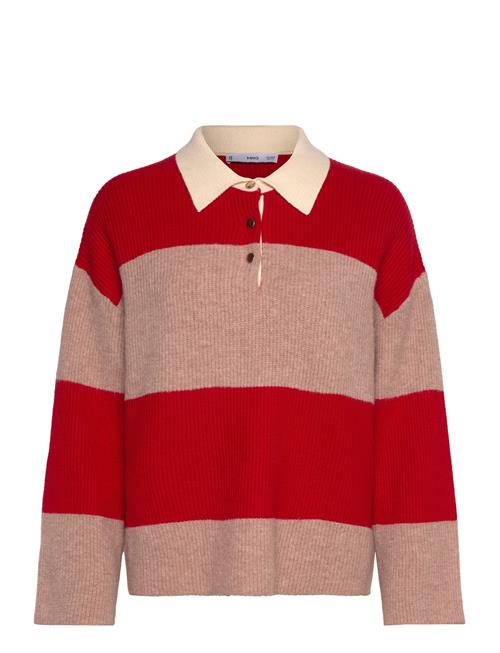 Mango Striped Polo-Neck Sweater Mango Red