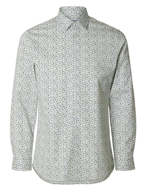 Slhslim-Performance Shirt Ls Aop Noos Selected White