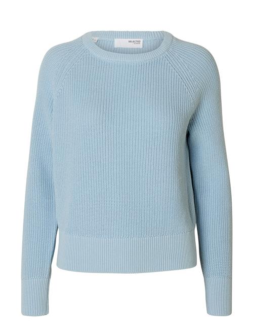 Slfbirla Ls Knit Short O-Neck Selected Blue