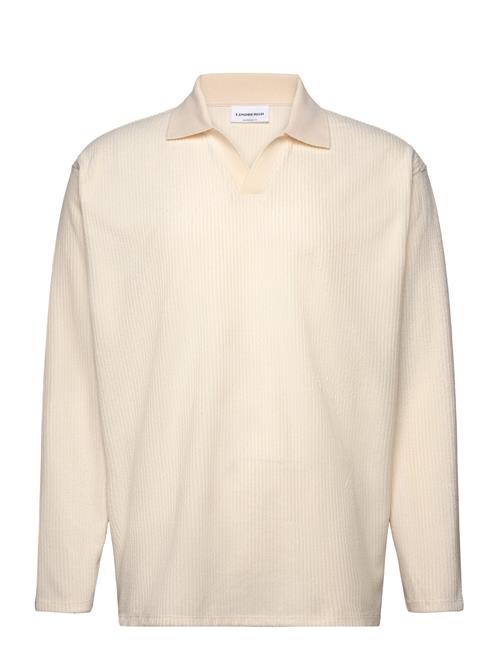 Lindbergh V-Neck Jacquard Polo L/S Lindbergh Cream