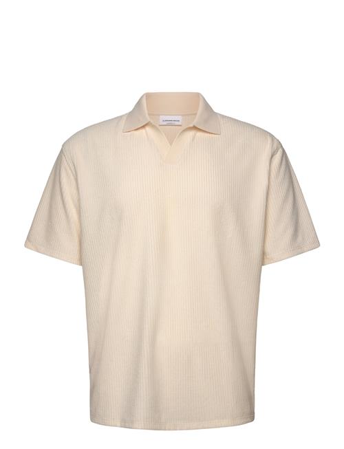 Lindbergh V-Neck Jacquard Polo S/S Lindbergh Cream