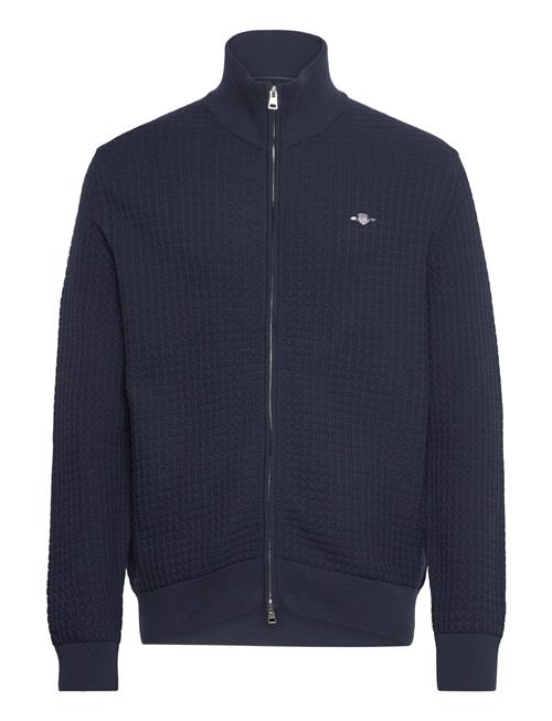 GANT Cotton Textured Zip Cardigan GANT Navy