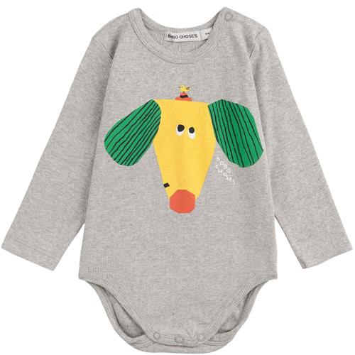 Bobo Choses Happy Dog Baby Body Heather Grey | Grå | 12 months