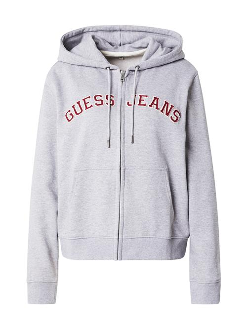 GUESS JEANS Sweatjakke  grå-meleret / mørkerød / hvid