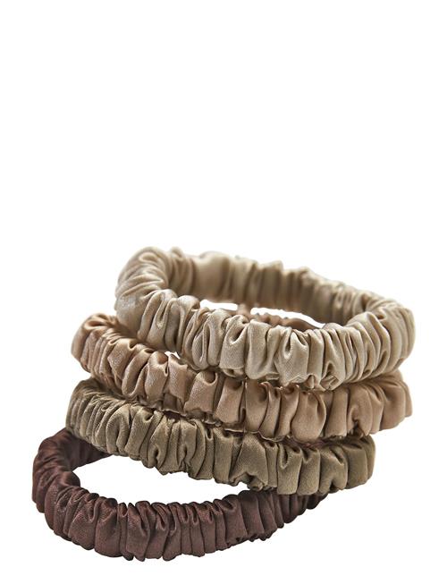 Lenoites Mulberry Silk Skinny Scrunchies Beige, Light Brown, Brown, Coffee Lenoites Patterned