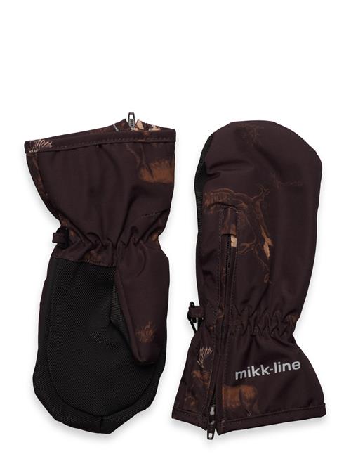 Polyester Baby Mittens Aop W. Zip Mikk-line Brown