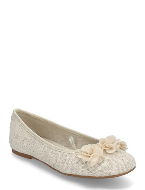 Ballet Flats With Flower Decoration Mango Beige