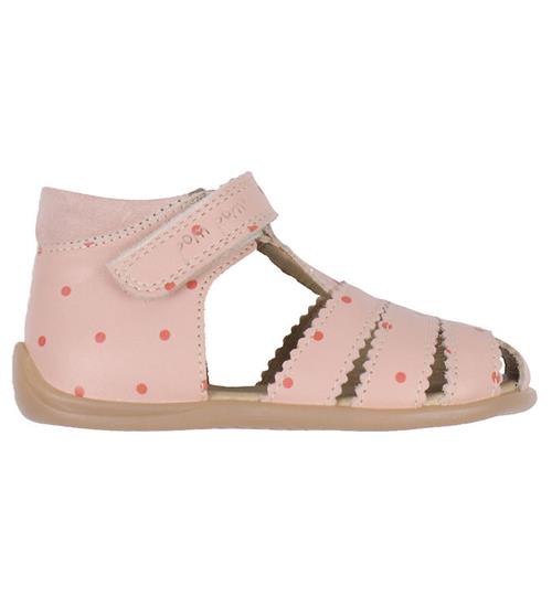 Pom Pom Sandaler - Starters Scallop Velcro - Old Rose Dot