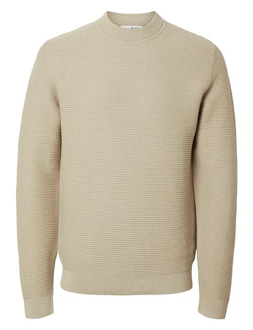 Se Slhtion Ls Knit Structure Mock Neck Selected Homme Beige ved Booztlet