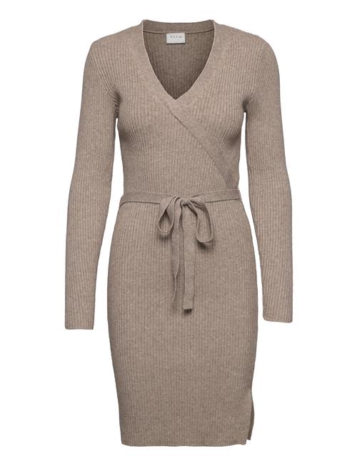 Viril Wrap L/S Knit Dress - Noos Vila Beige