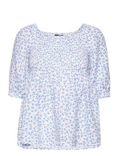 Hazel Printed Linen Smock Top Lexington Clothing Blue