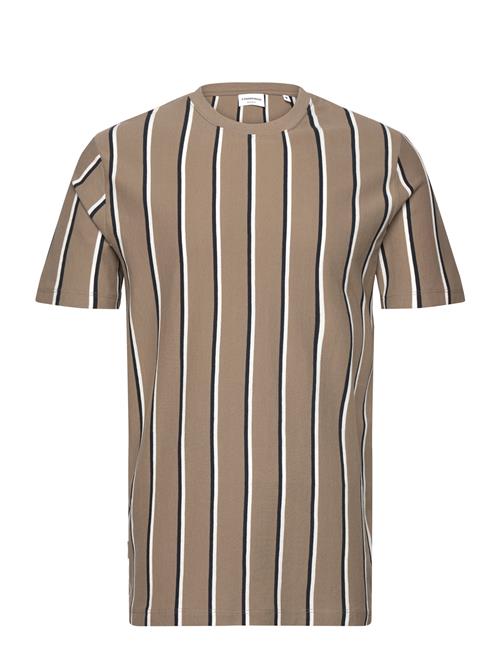 Lindbergh Striped Piqué Tee S/S Lindbergh Beige