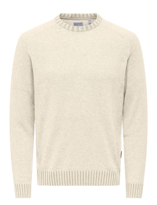 ONLY & SONS Onseddy Reg 7 Wool Crew Knit ONLY & SONS Cream