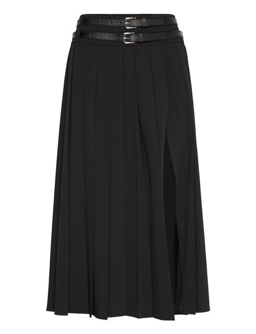 Mango Double-Belted Pleated Skirt Mango Black