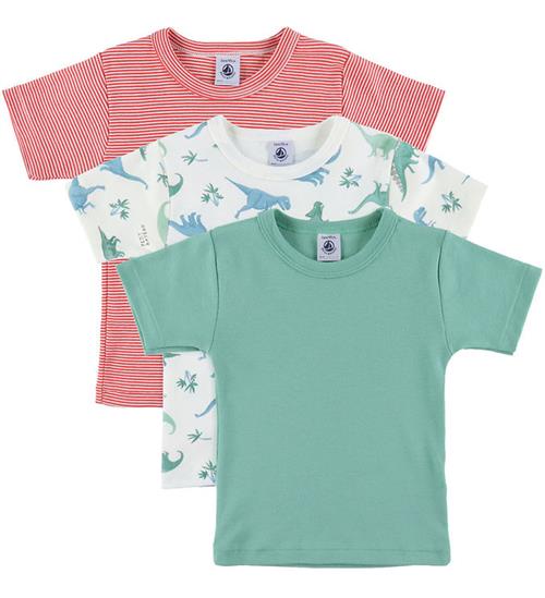 Petit Bateau T-shirt - 3-pak - Grøn/Rød