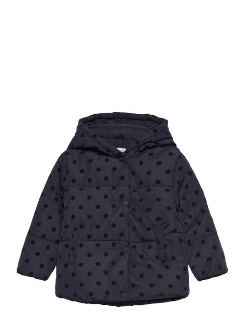 Flowers Print Quilted Anorak Mango Navy