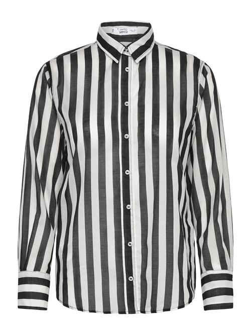 Mango Semi-Transparent Striped 100 Cotton Shirt Mango Black