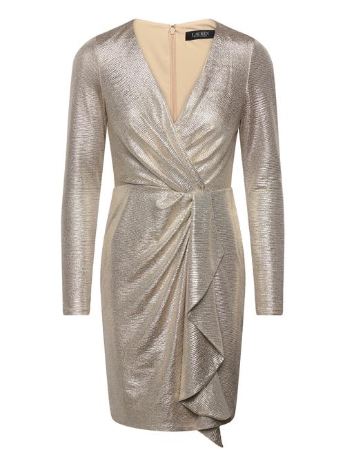 Metallic Knit Surplice Cocktail Dress Lauren Ralph Lauren Gold