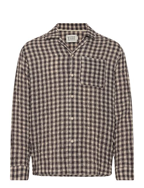 Scotch & Soda Seersucker Wool Blend Check Shirt Scotch & Soda Brown