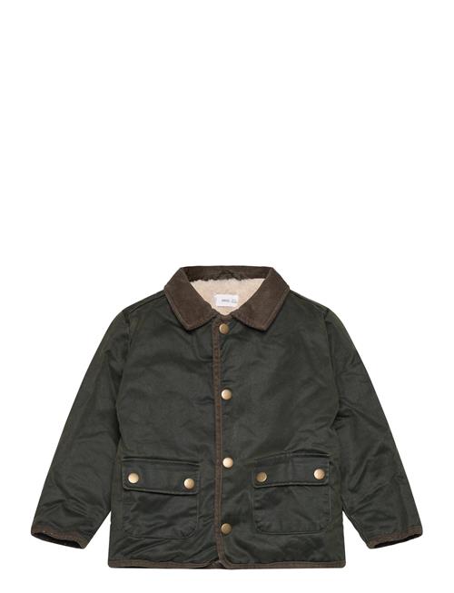 Waxed-Effect Parka With Sheepskin Interior Mango Green