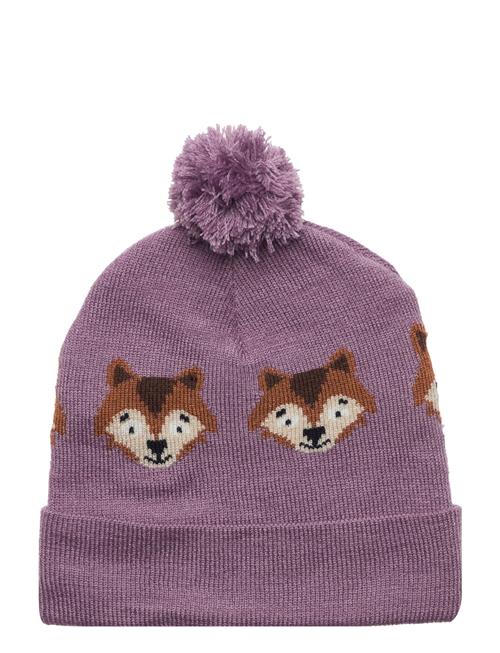 Lindex Knitted Beanie Jaquard Animal Lindex Purple