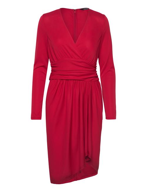 Lauren Ralph Lauren Ruched Stretch Jersey Surplice Dress Lauren Ralph Lauren Red