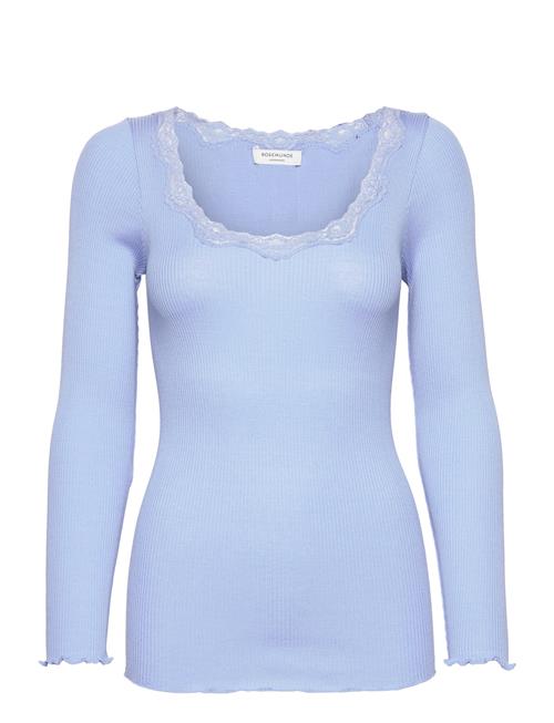 Rwbabette Silk Ls U-Neck Lace T-Shi Rosemunde Blue