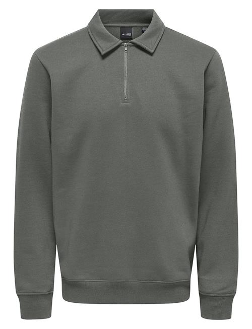 ONLY & SONS Onsceres 1/4 Zip Sweat Polo ONLY & SONS Grey