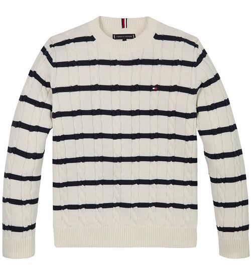 Tommy Hilfiger Bluse - Strik - Cable - Ivory Petal/Dark Night Na