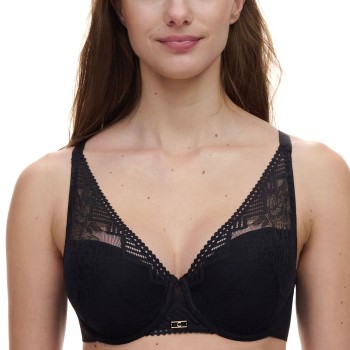 Chantelle Bh Origins Lace Lightweight Plunge Bra Sort nylon B 70 Dame