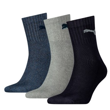 Puma Strømper 3P Short Crew Unisex Socks Marineblå/Grå Strl 35/39