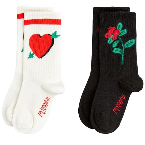 Mini Rodini GOTS Arrowed Heart 2-Pack Sokker Multi 20-23 EU  Sort  20-23 EU  Unisex