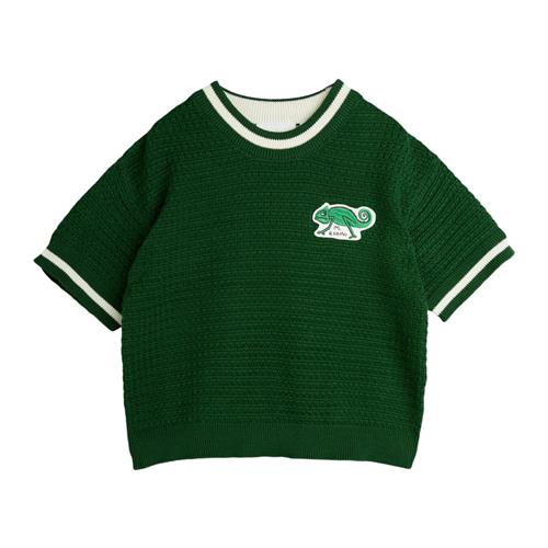Mini Rodini GOTS Lizard Patch Crochet Knit T-shirt Green 104/110 cm  Grøn  104/110 cm  Unisex