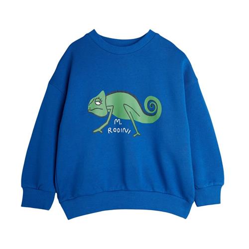 Se Mini Rodini GOTS Lizard Sweatshirt Blue 128/134 cm  Blå  128/134 cm  Unisex ved Babyshop